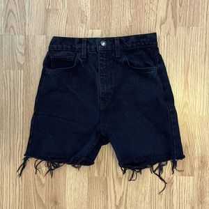 American Apparel Size 25 Black Hard Non-Stretch Denim Cut-Off Shorts